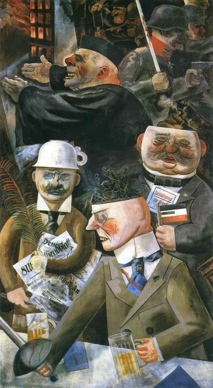 Los pilares de la sociedad, obra de George Grosz, ilustración del artículo El proyecto pedagógico del neofascismo en clave hispanoamericana